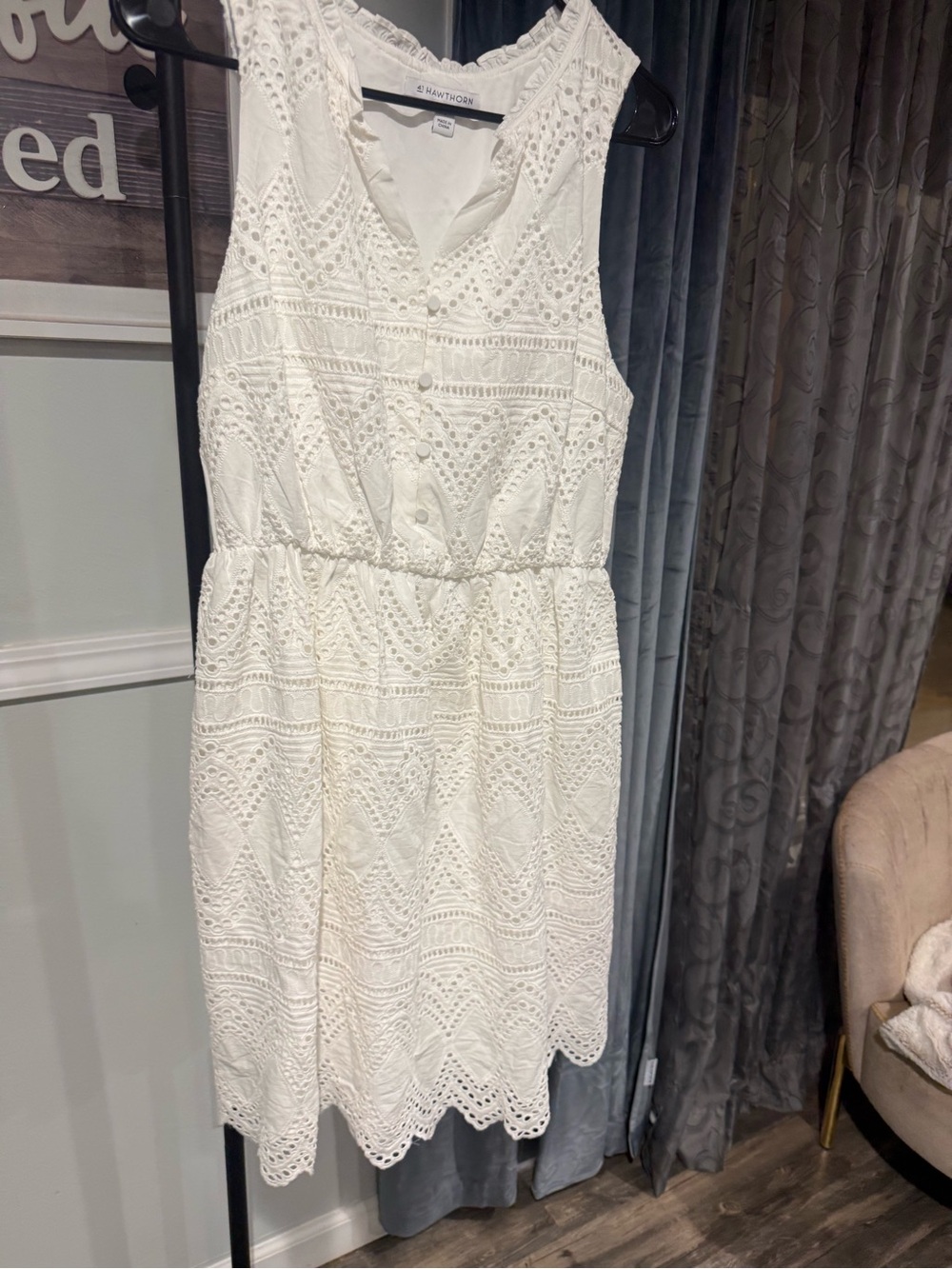 41 Hawthorn White Sleeveless Eyelet Midi Dress